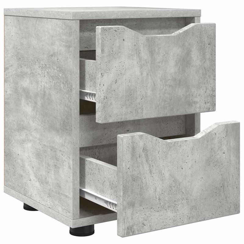 30.5cm W Manufactured Wood Bedside Table, Concrete Grey