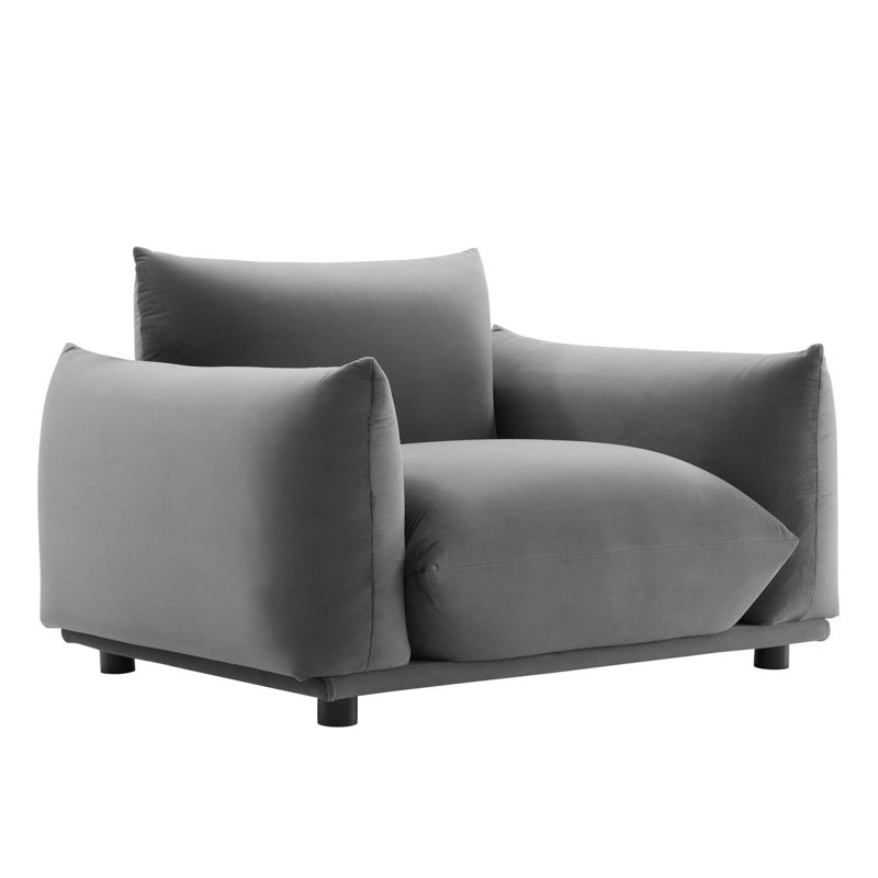 Fauteuil en velours Copious Performance, gris