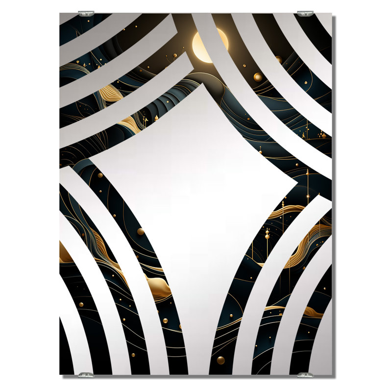Ohl - Grand miroir mural abstrait, 32 po x 24 po