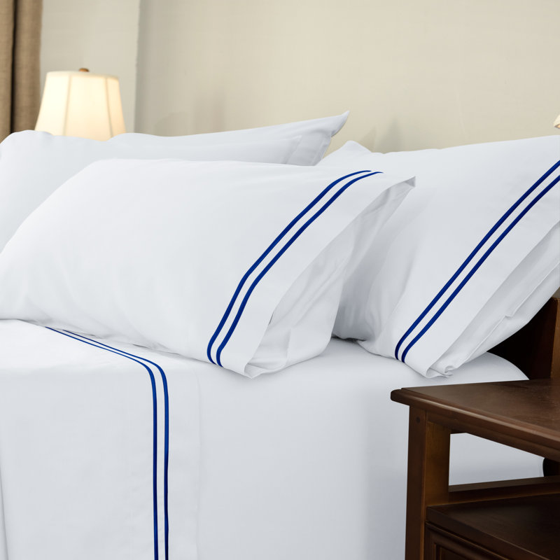 Cotton Blend Sheet Set, White, Queen Sheet Set + Fitted Sheet + 2 Pillowcases