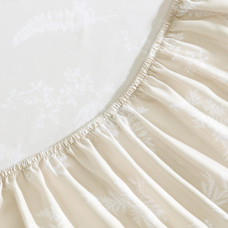 Ensemble de draps Wrangler, Ensemble de draps pour très grand lit avec 2 taie, Feuilles beiges