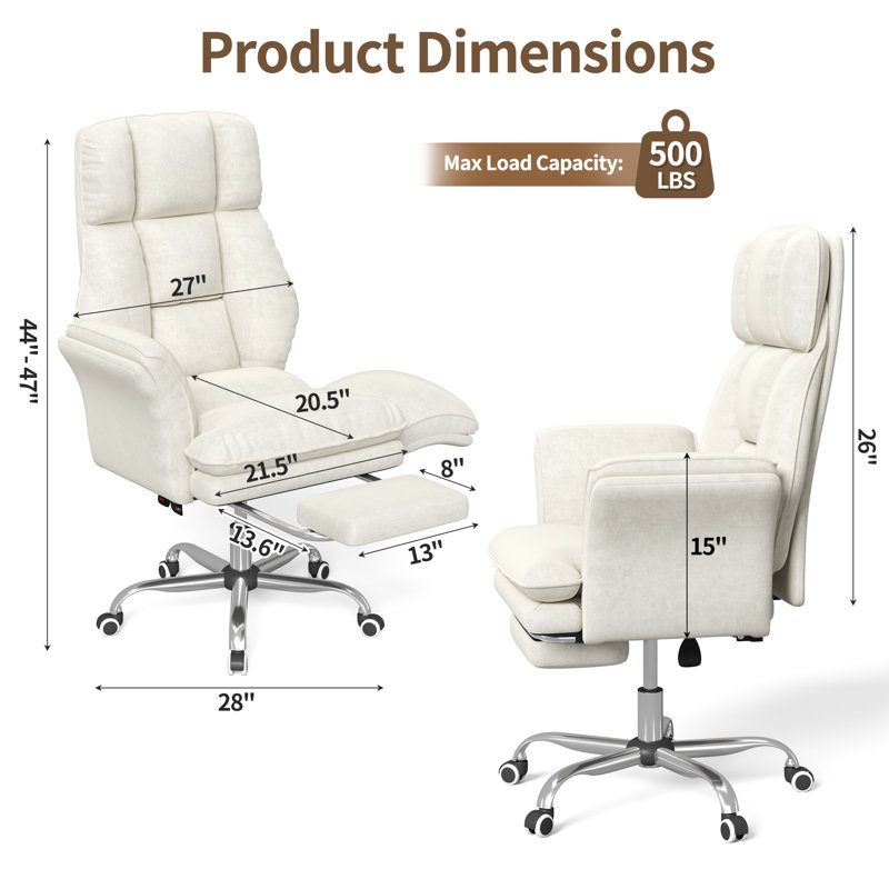 Happy Larry Faux Fur Office Chair, White