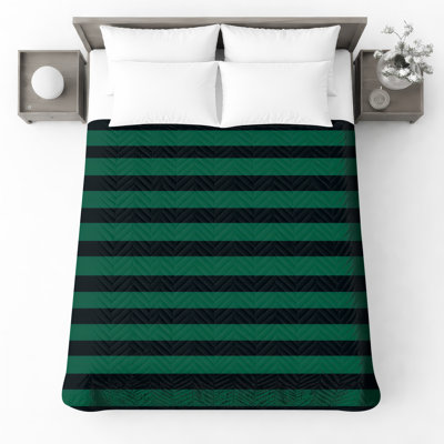Black Stripes Quilted Bedspread All Sizes