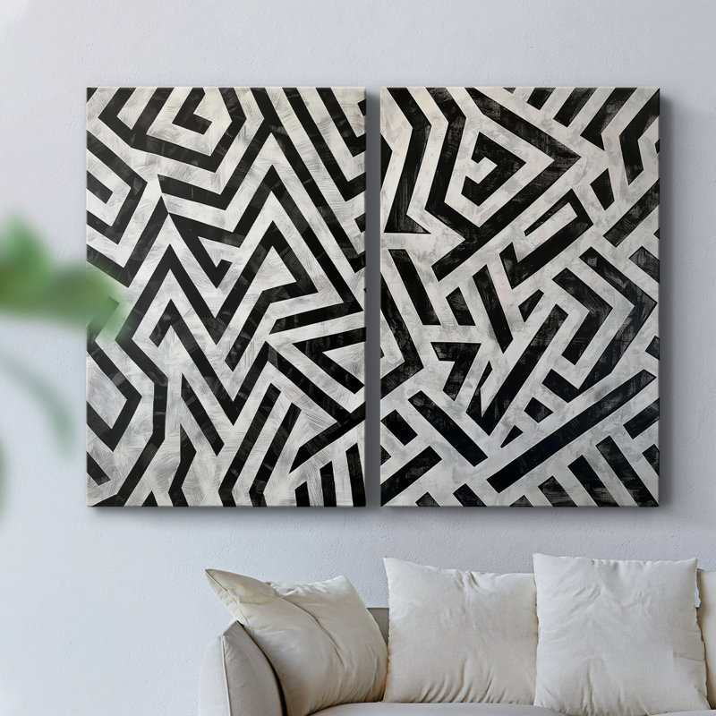 ABSTRACT Series XLIX - Toile tendue avec châssis de qualité supérieure - Prêt à être accroché, H 60 po x l 80 po