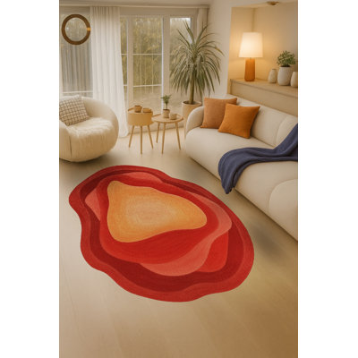 Tapis tissé à motif abstrait rouge Mosso