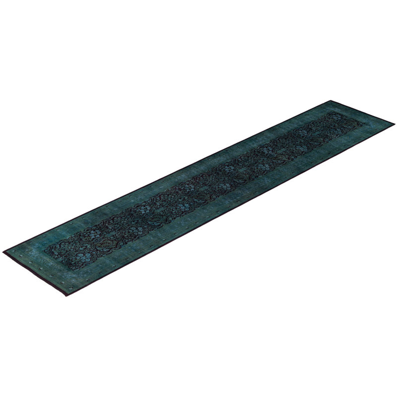 Overdyed One-of-a-Kind Runner 2'7" X 12'6" Hand Knotted Area Rug