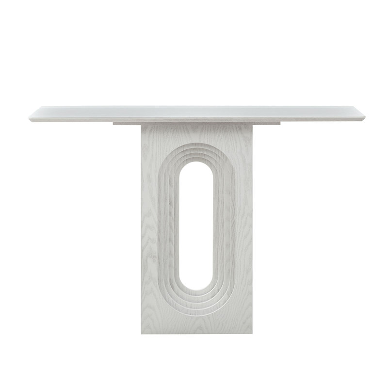 Console étroite de 47,24 pouces au design bouclé unique, Blanc