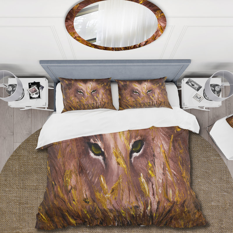 Ensemble de housse de couette Farm Eyes In The Grass Wolf - Microfibre polyester, Twin Duvet Cover + 2 Standard Shams