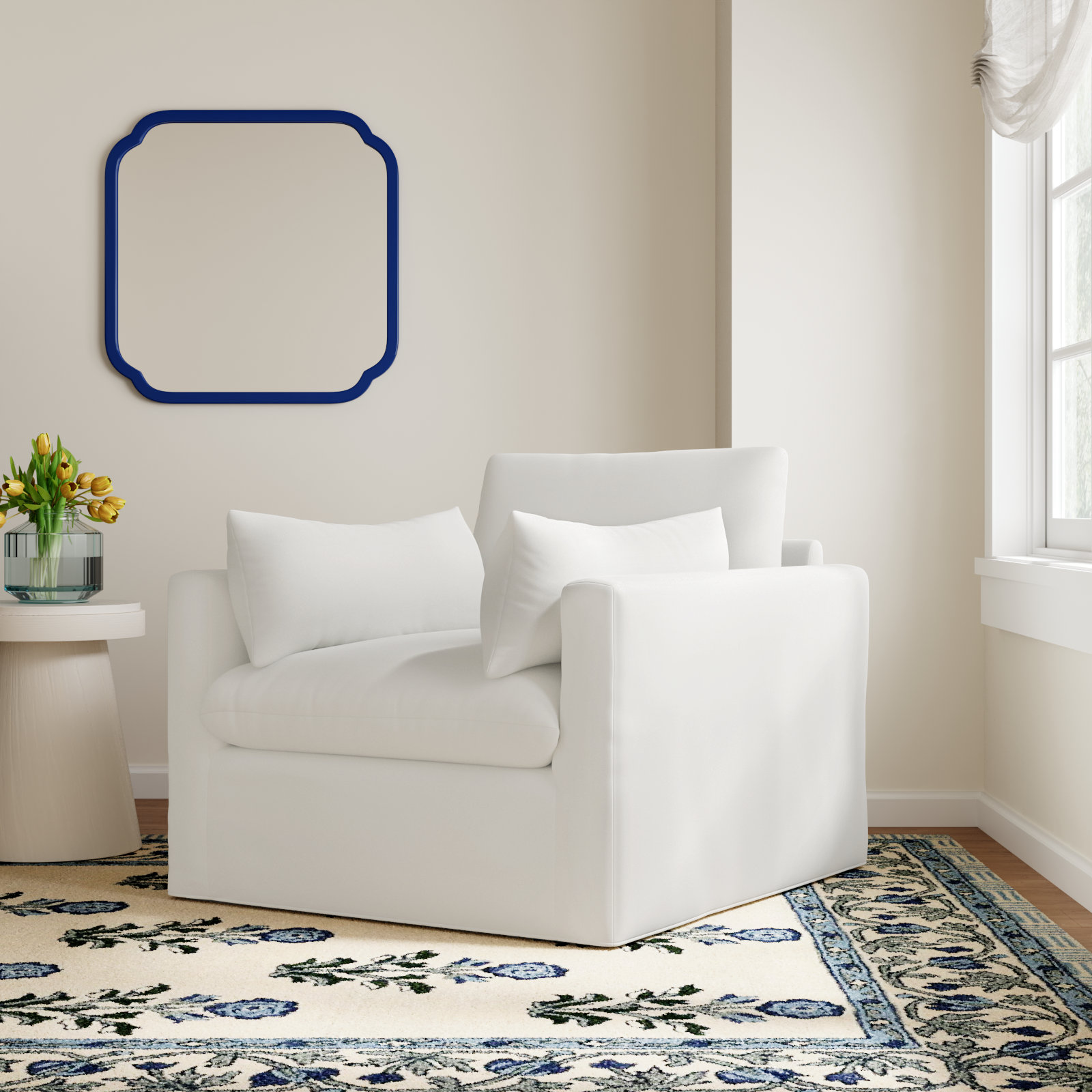 Luna Slipcovered Accent Chair, Bayou Off White Canvas