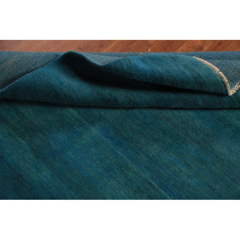 Tapis oriental bleu sarcelle Gabbeh carré 4 x 4