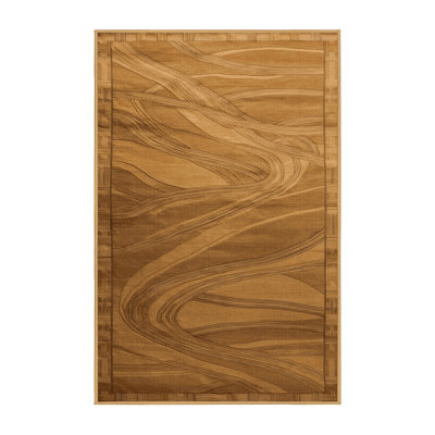 Machine Washable Art Deco Brown Area Rug