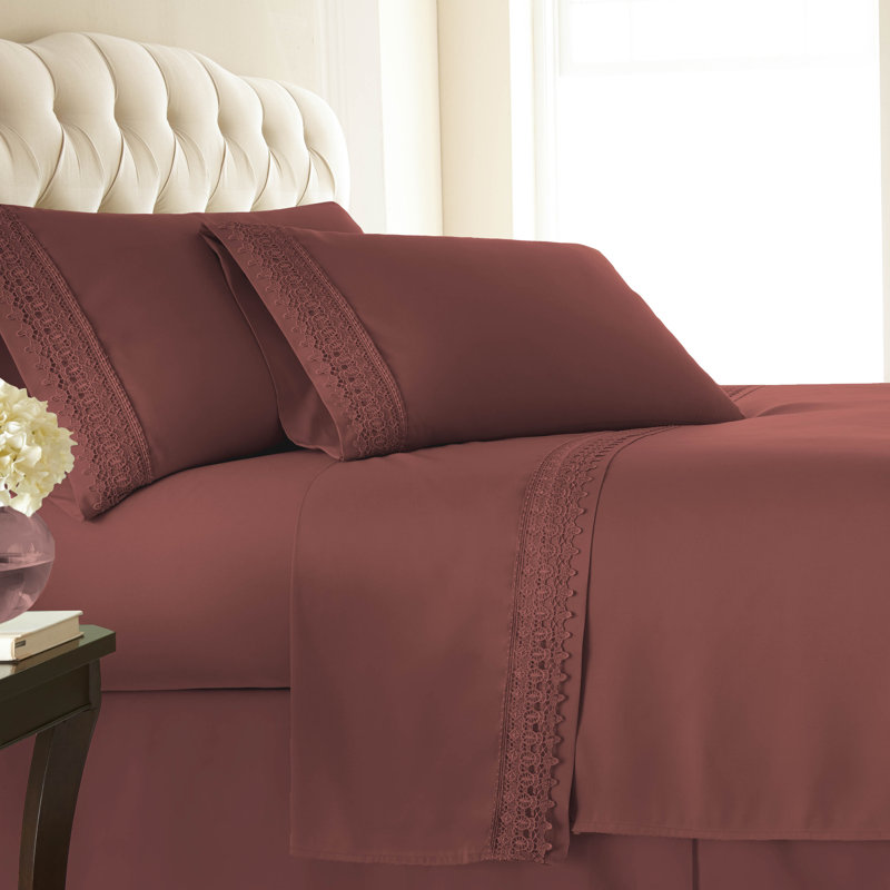 Ensemble de draps en microfibre Jaquil, Très grand californien, Marsala