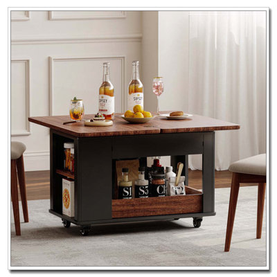 Table basse avec plateau pliable et roulettes