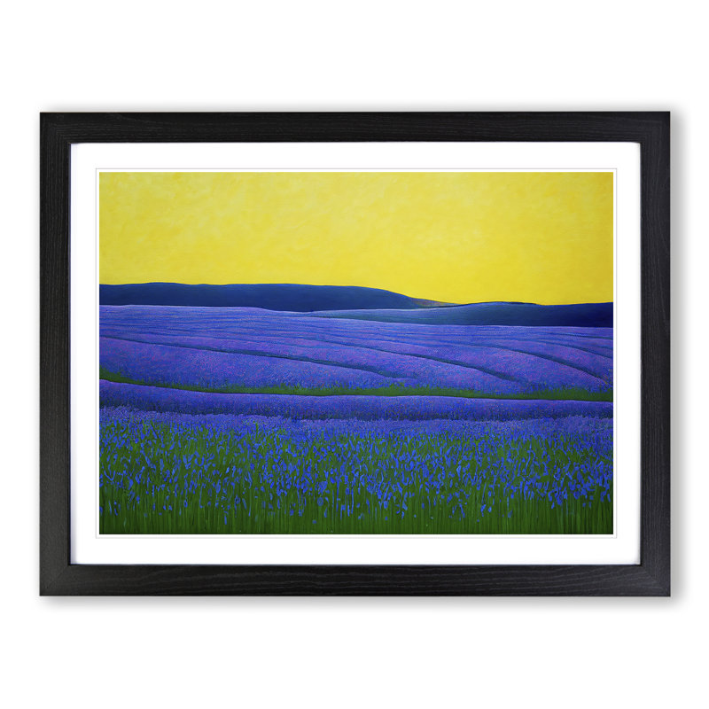 Joyous Absract Bluebell Field - Framed Print, Black, 46cm H x 64cm W x 2cm D