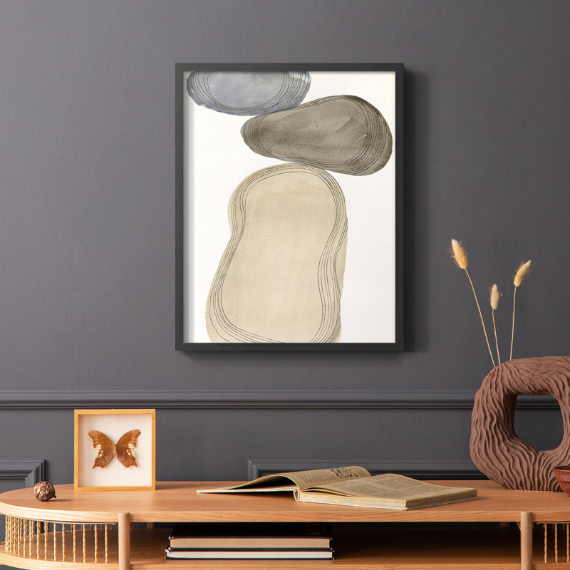 River Rocks Contour I, reproduction encadrée - bois massif, Noir, H 10 po x l 8 po