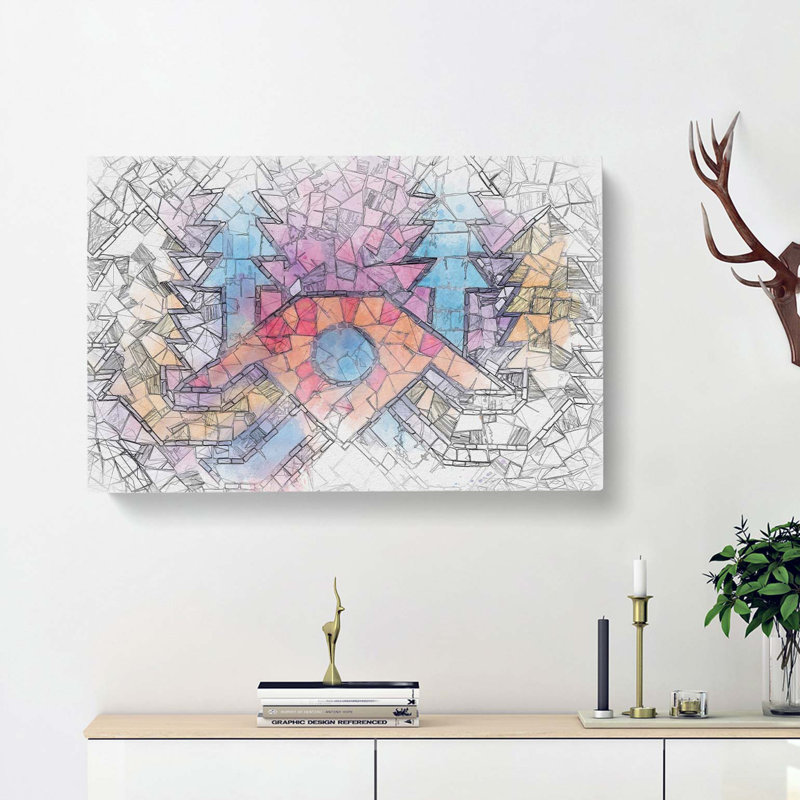 Mosaic Arrows in Abstract - Wrapped Canvas Drawing - Wrapped Canvas, 60cm H x 91cm W x 3cm D