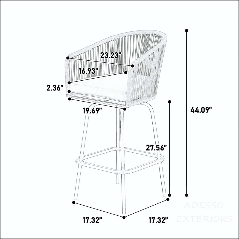 Ensemble de 4 tabourets de bar d'extérieur en osier avec accoudoirs - Bleu