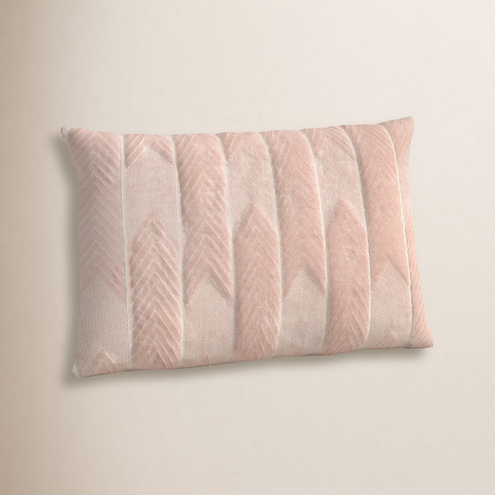 Ryans Embroidered Cotton Lumbar Throw Pillow, Rectangle 13" H x 21" W, Blush/Silver, Pillow Cover Only - No Insert