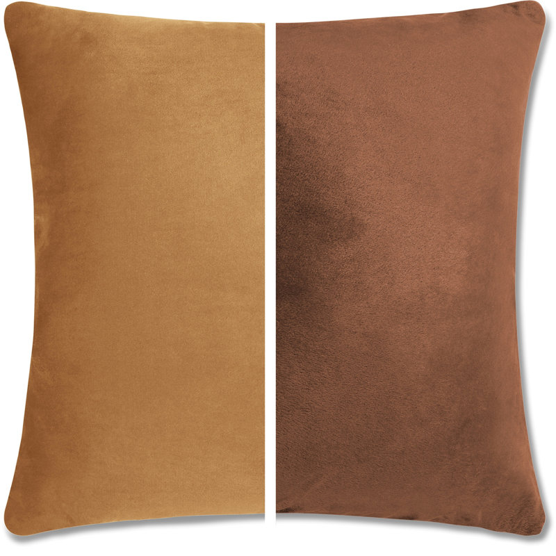 2 pièces luxueuses en duvet carré haut de gamme, Brun selle, 18 po x 18 po, Duvet synthétique