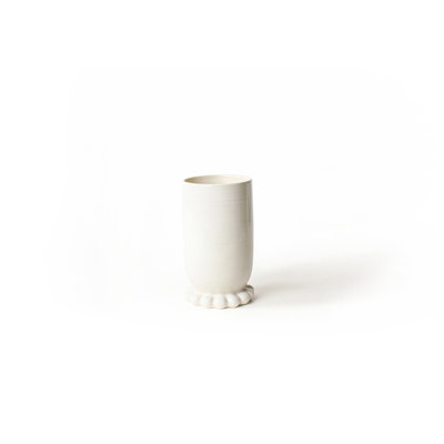 Signature White Medium Cylinder Vase With Knobbed Foot