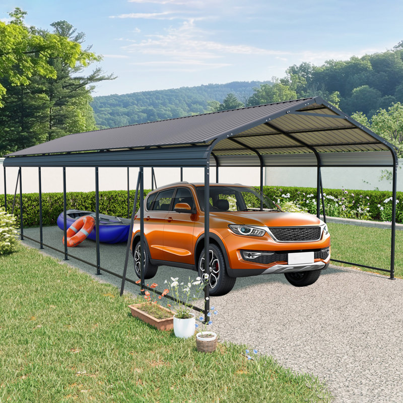 Heavy Duty 12'X26.5' Carport Canopy - Portable Garage With Galvanized Steel Frame & Waterproof Top
