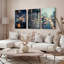 Ensemble de 3 tableaux sur toile représentant une scène de rue pluvieuse en ville, pour la décoration du salon, de la chambre et de la maison.-783104991