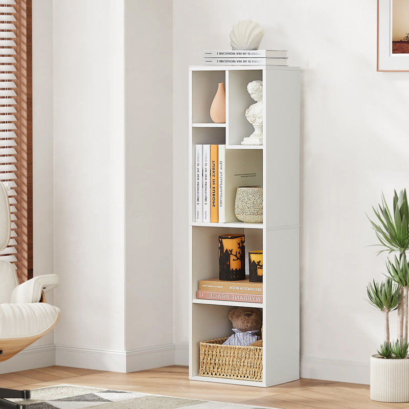 Altamonte 12-Cube Narrow White Bookcase, Small Storage Cabinet with Open Shelves, Bookcase Set of 3, White
