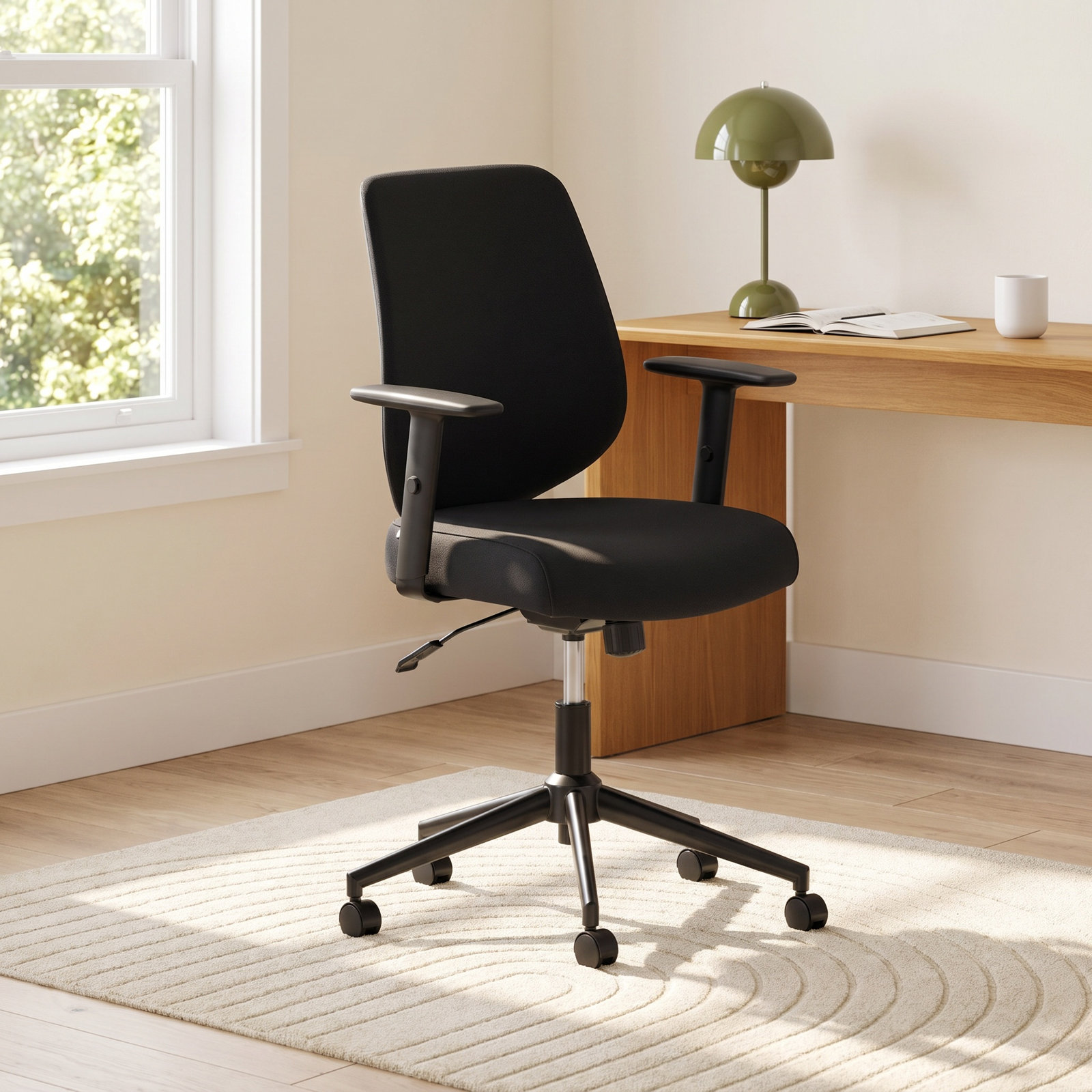 Office Chair with Lumbar Support, Black, Black