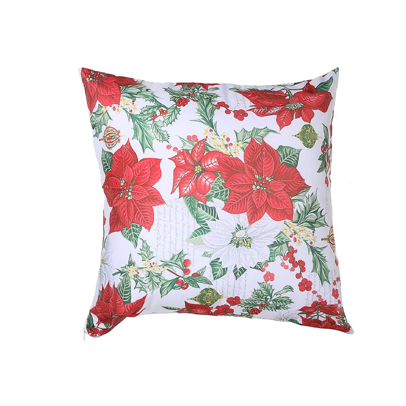 Housse et insert de coussin carré à imprimé poinsettia