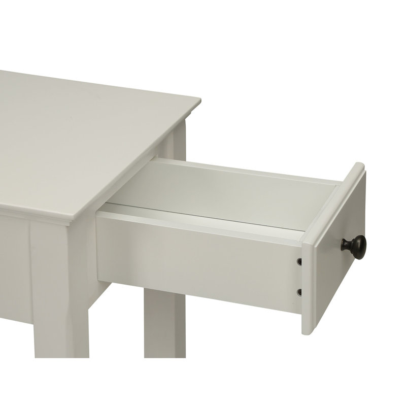 Versatile Table With Storage Shelf And Drawer In White Finish Rectangular Accent Options