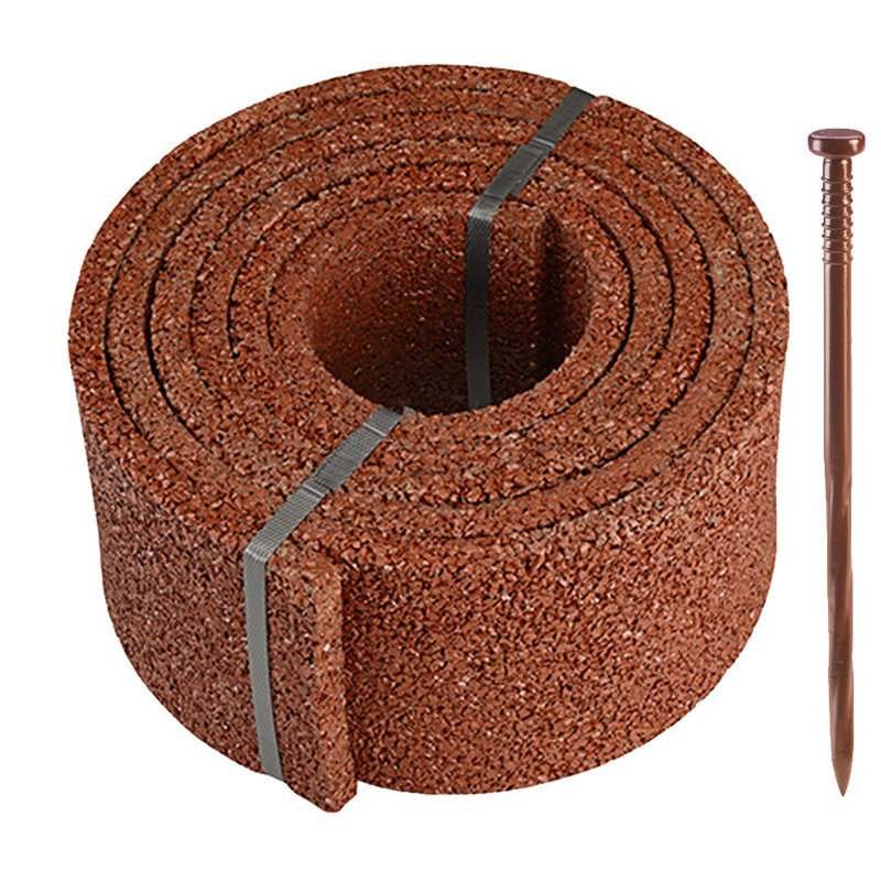 0.5 in. H x 8 ft. W Rubber Roll Edging, Cedar Red