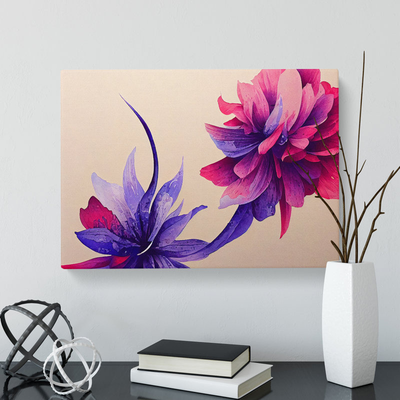 Brilliant Watercolour Flowers - Wrapped Canvas, 35cm H x 50cm W x 3cm D