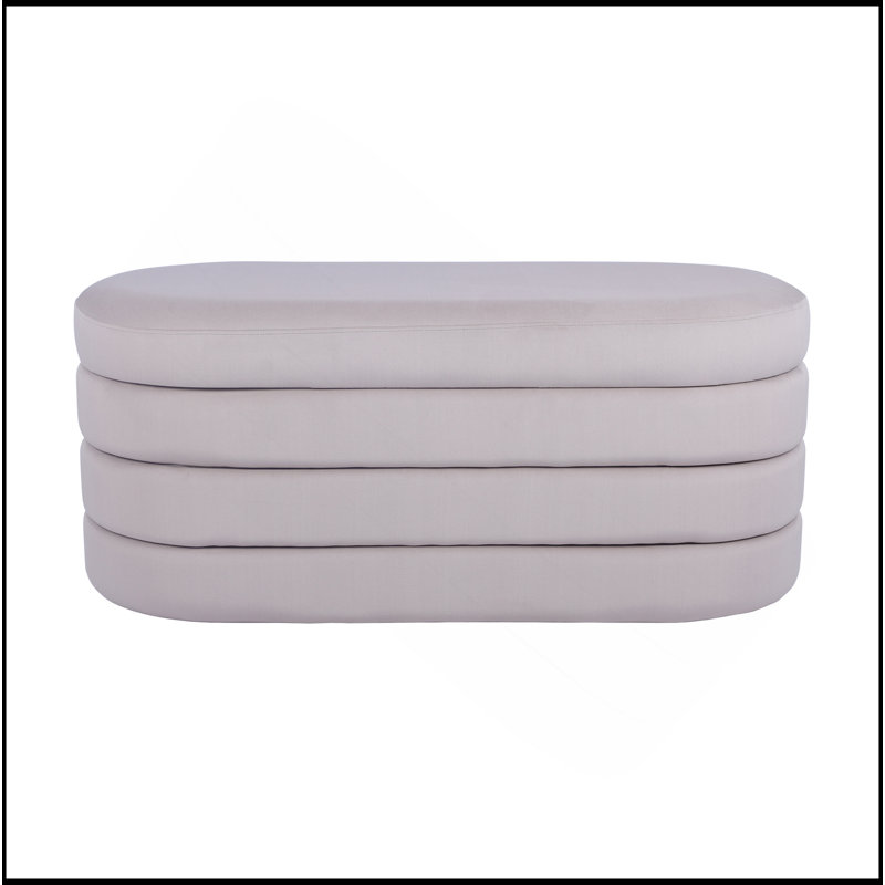 Velvet Ottoman Bench With Storage, Taupe