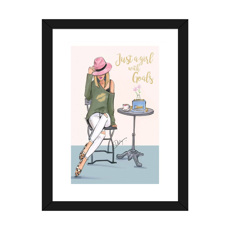 «A Girl with Goals» par Rongrong DeVoe - impression encadrée, H 24 po x l 16 po x P 1 po, Papier encadré noir, Blanc