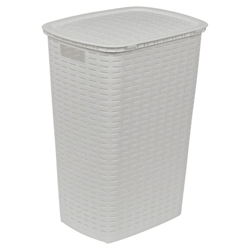 Plastic Laundry Hamper, White