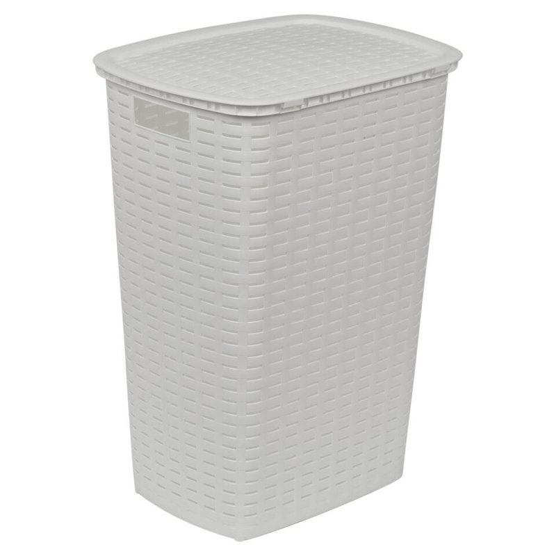 Plastic Laundry Hamper, White