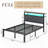 Metal Bed Frames with Charging Station, LED Lights, Upholstered Headboard with 2-Tier Storage Shelves, Metal Platform Bed Frame with Slats, No Box Spring Nedded, Noise-Free, Gray-2091998865-2105525321
