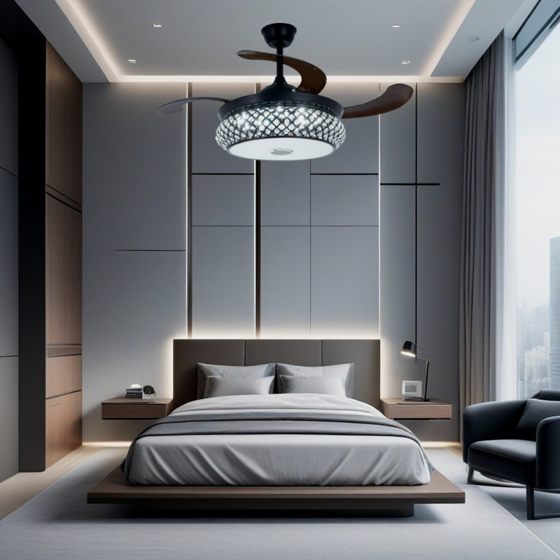 42 Inch Pendant Light - 7 Colour Bluetooth Music Invisible Fanlight