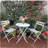 3 Piece Patio Bistro Set of Foldable Round Table and Chairs, White-934952801
