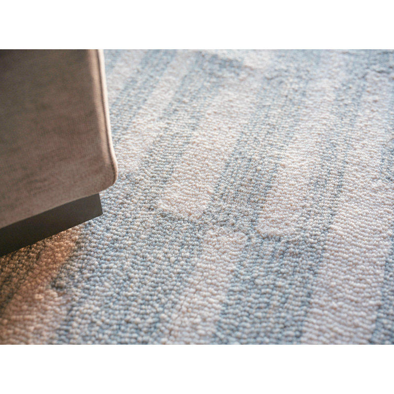 Carmel Hand Tufted Wool Abstract Area Rug in Light Gray/Ivory, Rectangle 9' x 12'