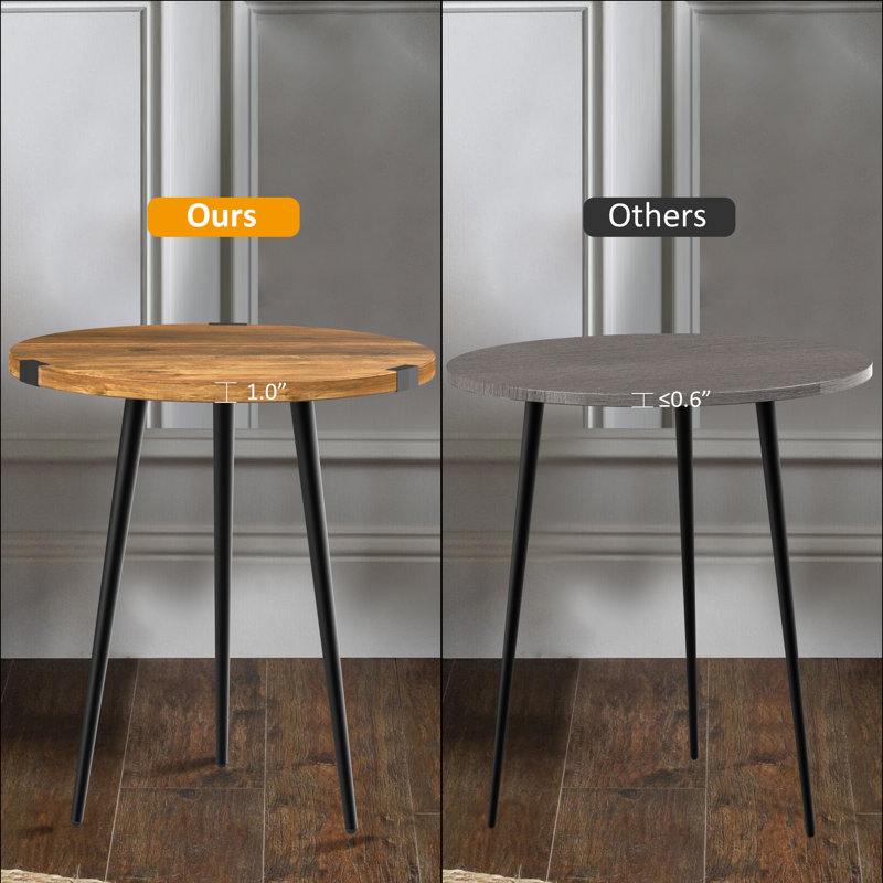 Chantay Round End Table with 3 Legs, Rustic Oak