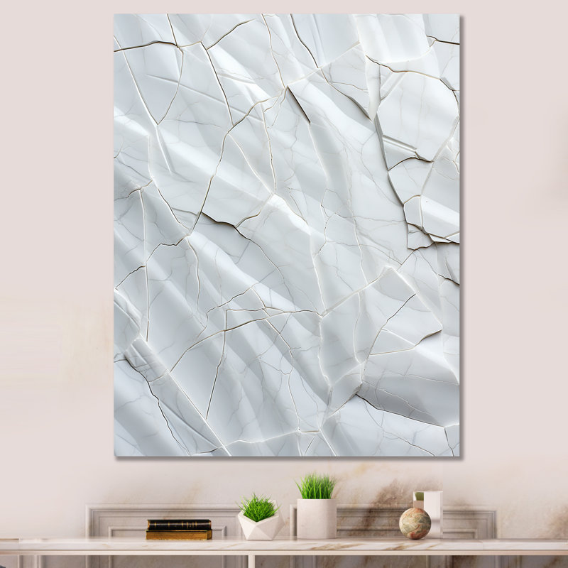 Terre blanche fossiles minimalistes - collage abstrait, Toile tendue, H 32 po x l 24 po x P 1 po