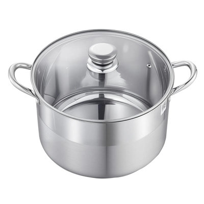 Stainless Steel Stock Pot, Stainless Steel Stockpot With Glass Lid, Pfoa-free, Pfas-free, Compatible With Gas Stoves, Induction Cooktops, Electric Stoves, For Soups, Stews, And Pasta