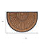 Tapis de porte d'extérieur demi-cercle noir et naturel 24 po x 36 po en fibre de coco et caoutchouc