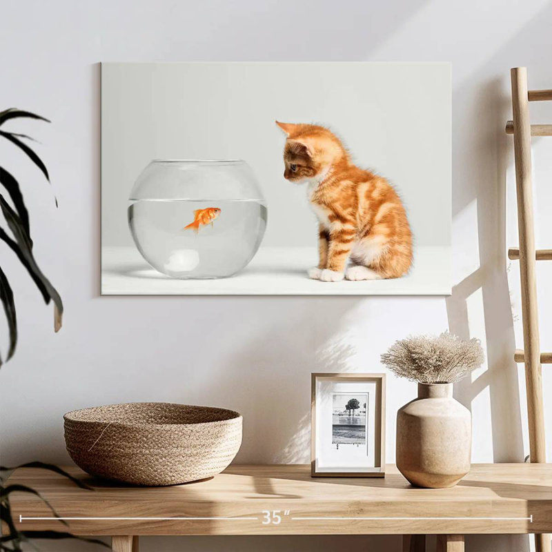 Pet Fish And Kitten, 26" H x 39" W