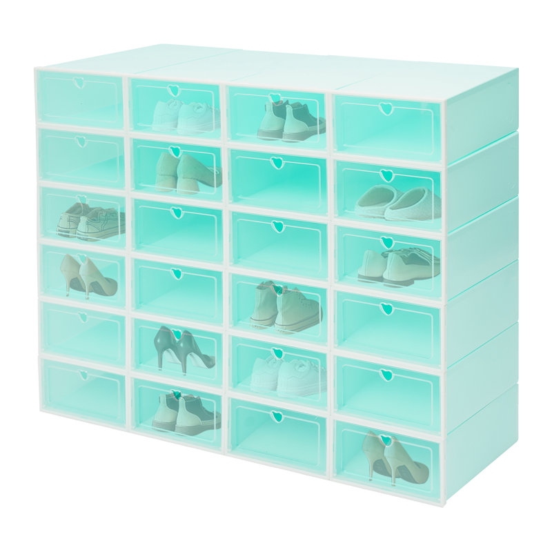 24 Pair Stackable Shoe Storage Box, Green