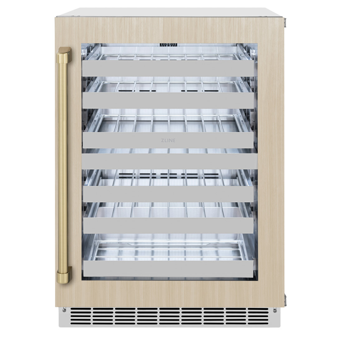 ZLINE Autograph Edition 24 in. Touchstone Dual Zone 44 Bottle Wine Cooler with Panel Ready Glass Door ZLINE