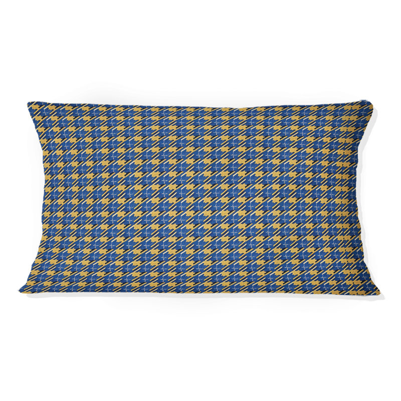 Coussin lombaire moderne bleu Houndstooth I - bleu