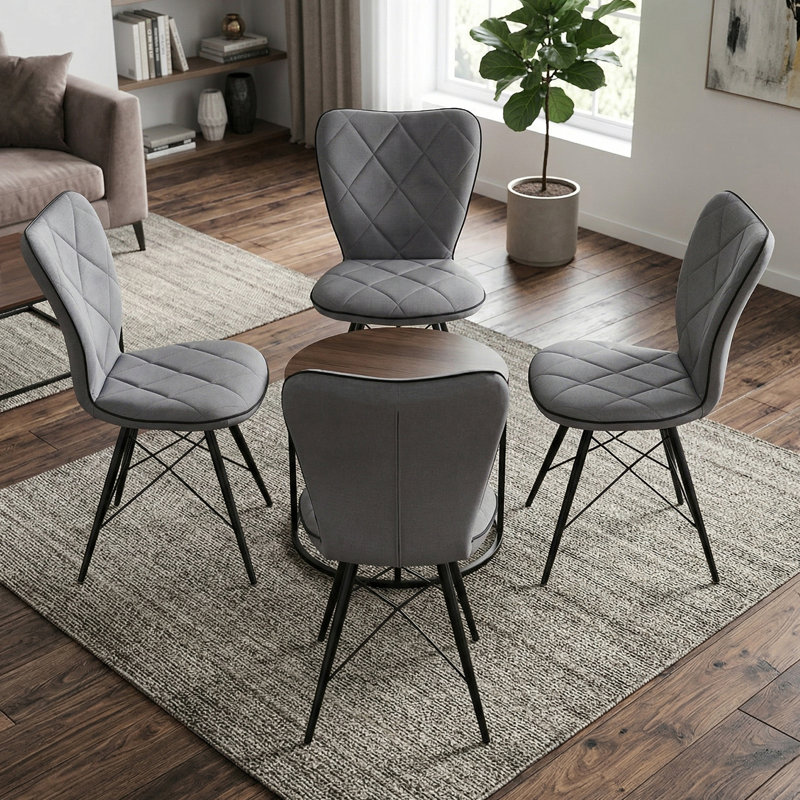 Upholstered Upholstered Back Side Chair in Grey