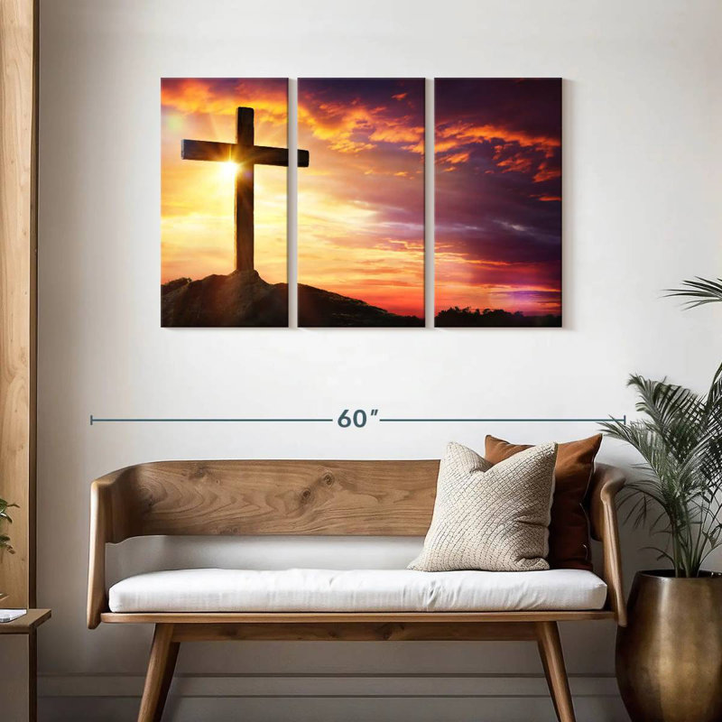 Adella Sunset With Cross, 28" H x 45" W
